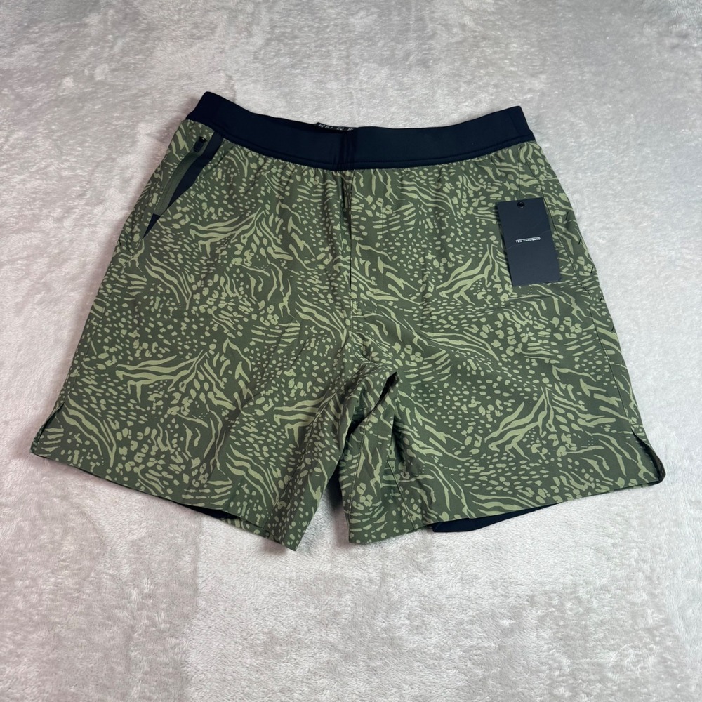 NWT Ten Thousand Men The Interval 7 inch Short Bike L Green Print Lined